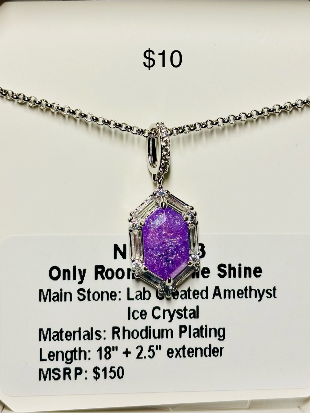 Lab-Created Amethyst Hexagon Pendant Necklace - Purple